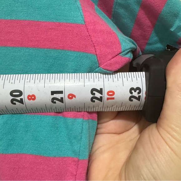 Unisex Striped Teal and Pink Shirt Vintage Single Stitch Cotton T-Shirt Size M - Picture 14 of 16